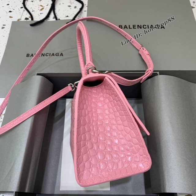 Balenciaga專櫃2022爆款小號手提包 巴黎世家新粉鱷魚紋沙漏包 fyj1520